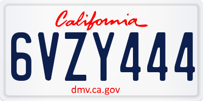 CA license plate 6VZY444