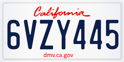CA license plate 6VZY445