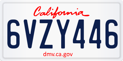 CA license plate 6VZY446