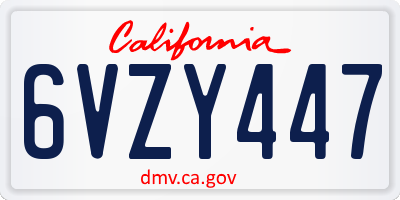 CA license plate 6VZY447