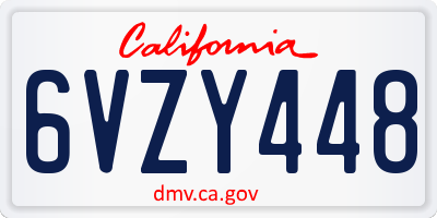 CA license plate 6VZY448