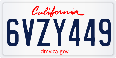 CA license plate 6VZY449
