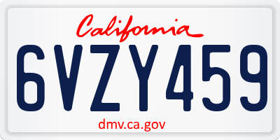 CA license plate 6VZY459