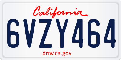 CA license plate 6VZY464