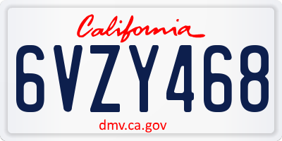 CA license plate 6VZY468