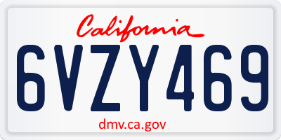 CA license plate 6VZY469