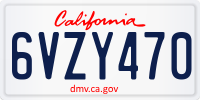 CA license plate 6VZY470