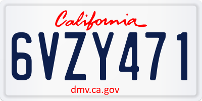 CA license plate 6VZY471