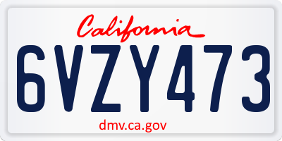 CA license plate 6VZY473