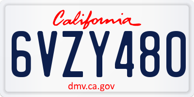CA license plate 6VZY480
