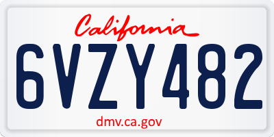 CA license plate 6VZY482