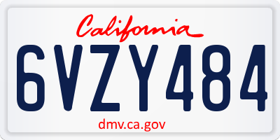 CA license plate 6VZY484