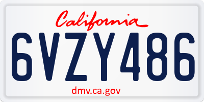 CA license plate 6VZY486