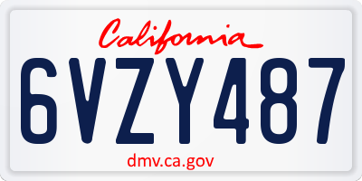 CA license plate 6VZY487