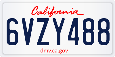 CA license plate 6VZY488