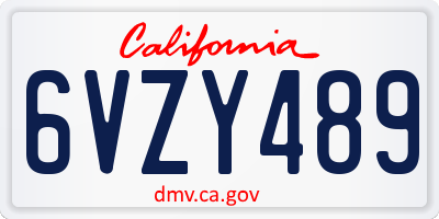 CA license plate 6VZY489