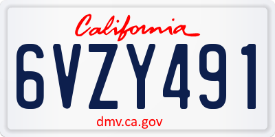 CA license plate 6VZY491