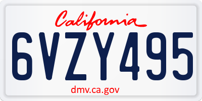 CA license plate 6VZY495