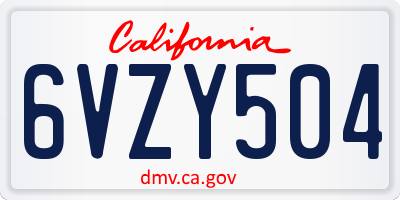 CA license plate 6VZY504