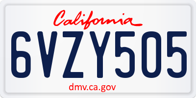 CA license plate 6VZY505