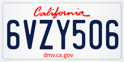 CA license plate 6VZY506