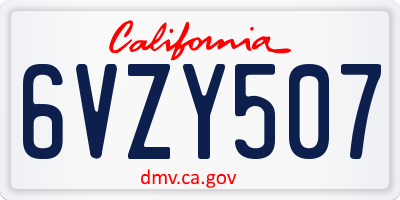 CA license plate 6VZY507