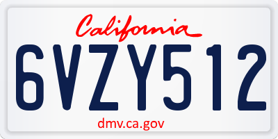 CA license plate 6VZY512