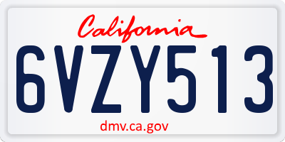 CA license plate 6VZY513
