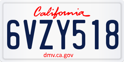 CA license plate 6VZY518