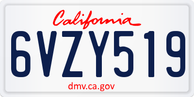 CA license plate 6VZY519
