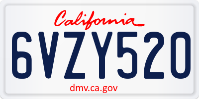CA license plate 6VZY520
