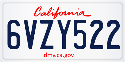 CA license plate 6VZY522