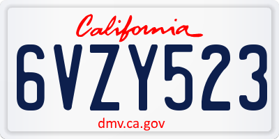 CA license plate 6VZY523