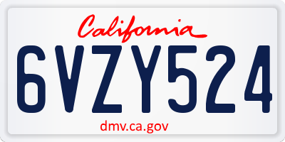 CA license plate 6VZY524