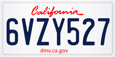 CA license plate 6VZY527