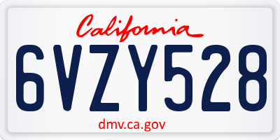 CA license plate 6VZY528