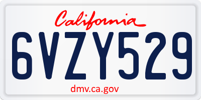 CA license plate 6VZY529