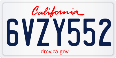 CA license plate 6VZY552