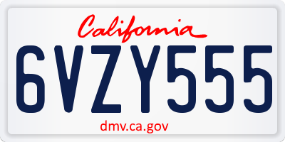 CA license plate 6VZY555