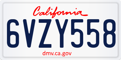 CA license plate 6VZY558