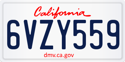 CA license plate 6VZY559