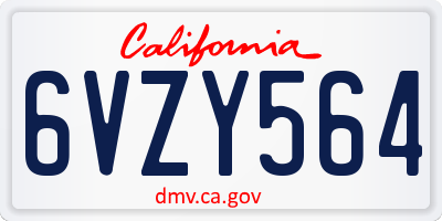 CA license plate 6VZY564