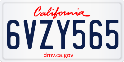 CA license plate 6VZY565