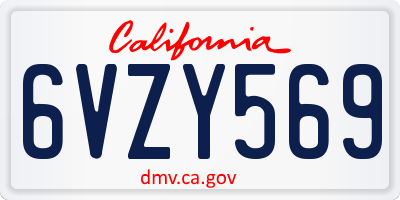 CA license plate 6VZY569