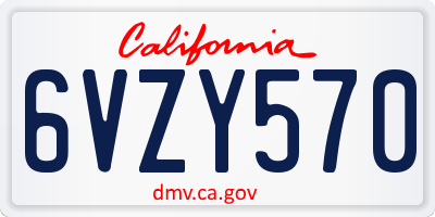 CA license plate 6VZY570