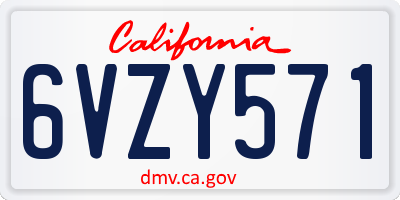 CA license plate 6VZY571