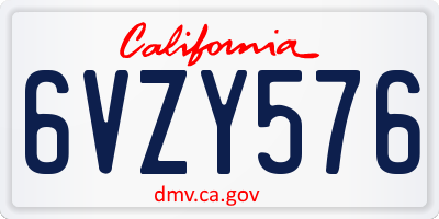 CA license plate 6VZY576