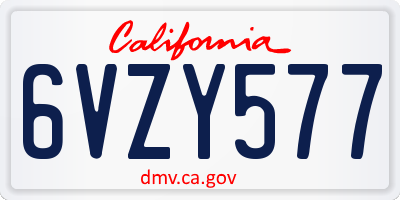 CA license plate 6VZY577