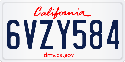 CA license plate 6VZY584