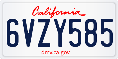 CA license plate 6VZY585